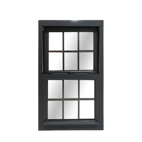 Workers assembling aluminum single hung windows on production line