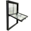 Aluminum window frame for single hung model being CNC cut in factory