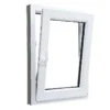 PVC tilt and turn window installed in upper floor of apartment building