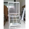 Factory batch of vinyl double hung windows awaiting quality control inspection