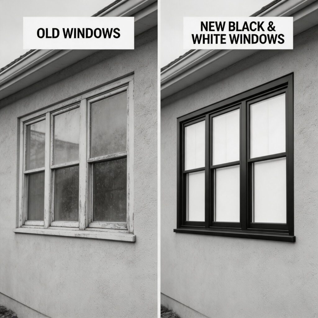 black-and-white-windows-comparison-on-modern-home-exteriorfrom door&window factory