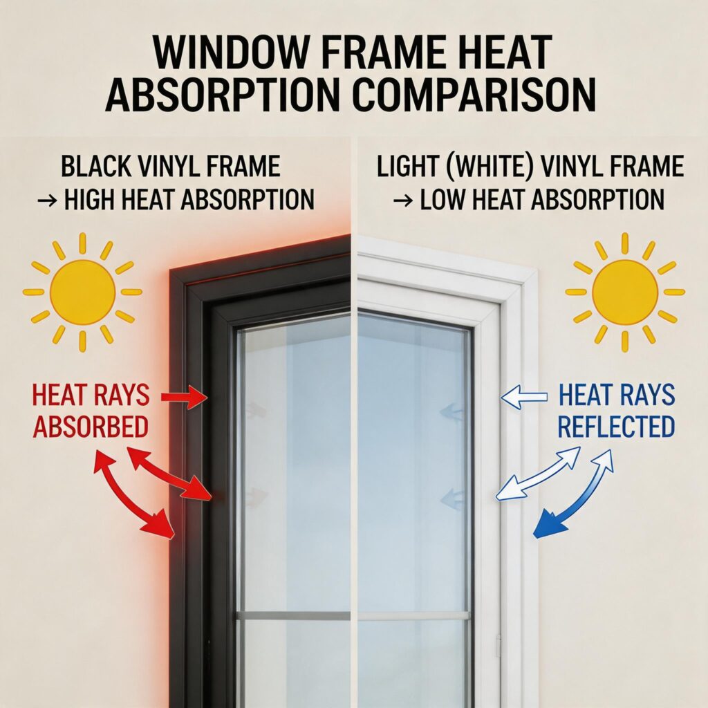 black-vinyl-window-frame-heat-absorption-comparisonfrom door&window factory