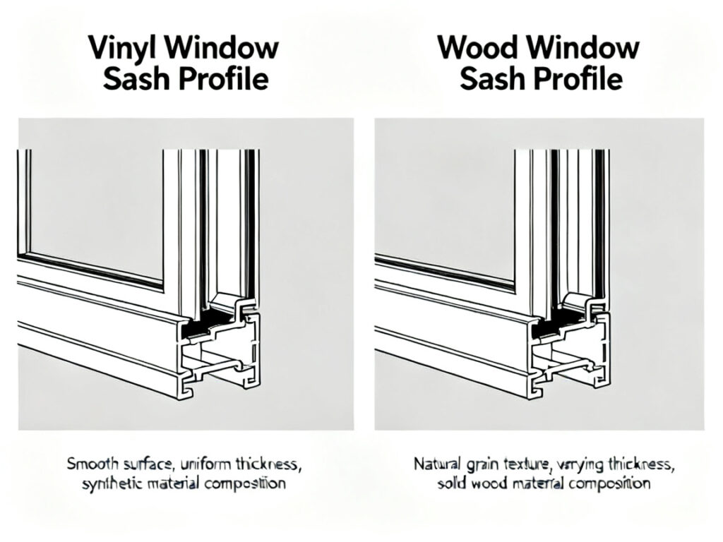 comparison-of-vinyl-and-wood-window-sash-profilesfrom door&window factory