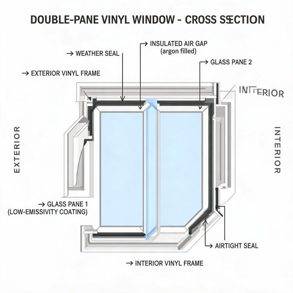 cross-section-diagram-of-double-pane-vinyl-windowfrom door&window factory