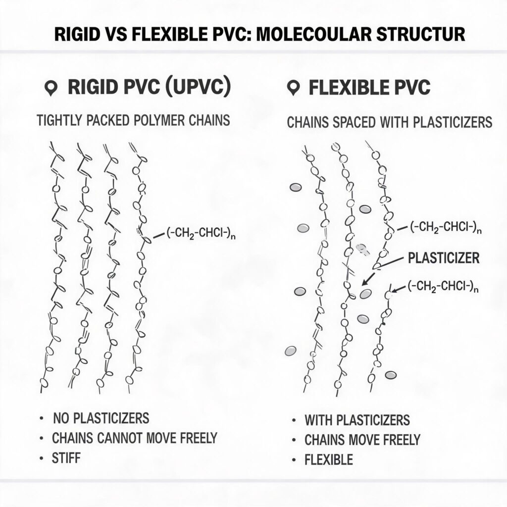 rigid-vs-flexible-pvc-molecular-structure-diagramfrom door&window factory