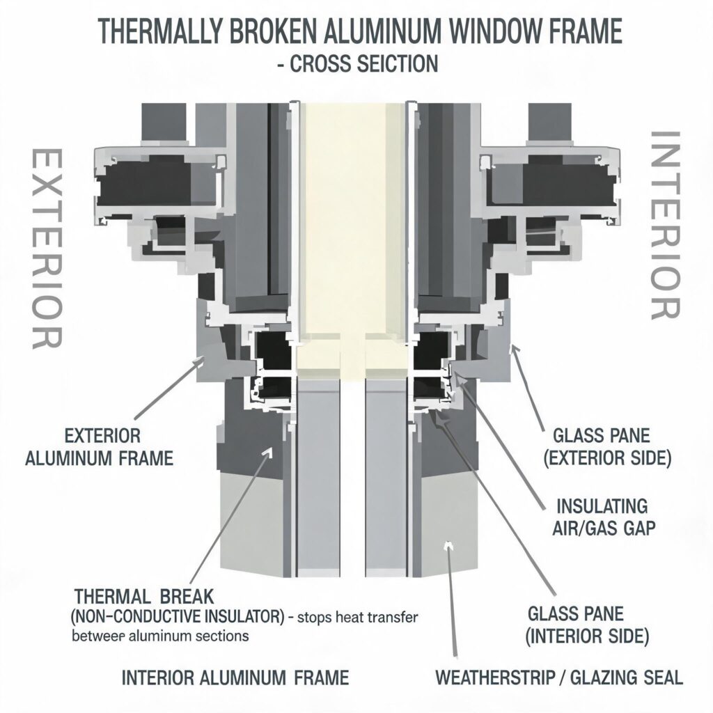 thermally-broken-aluminum-window-frame-cross-sectionfrom door&window factory