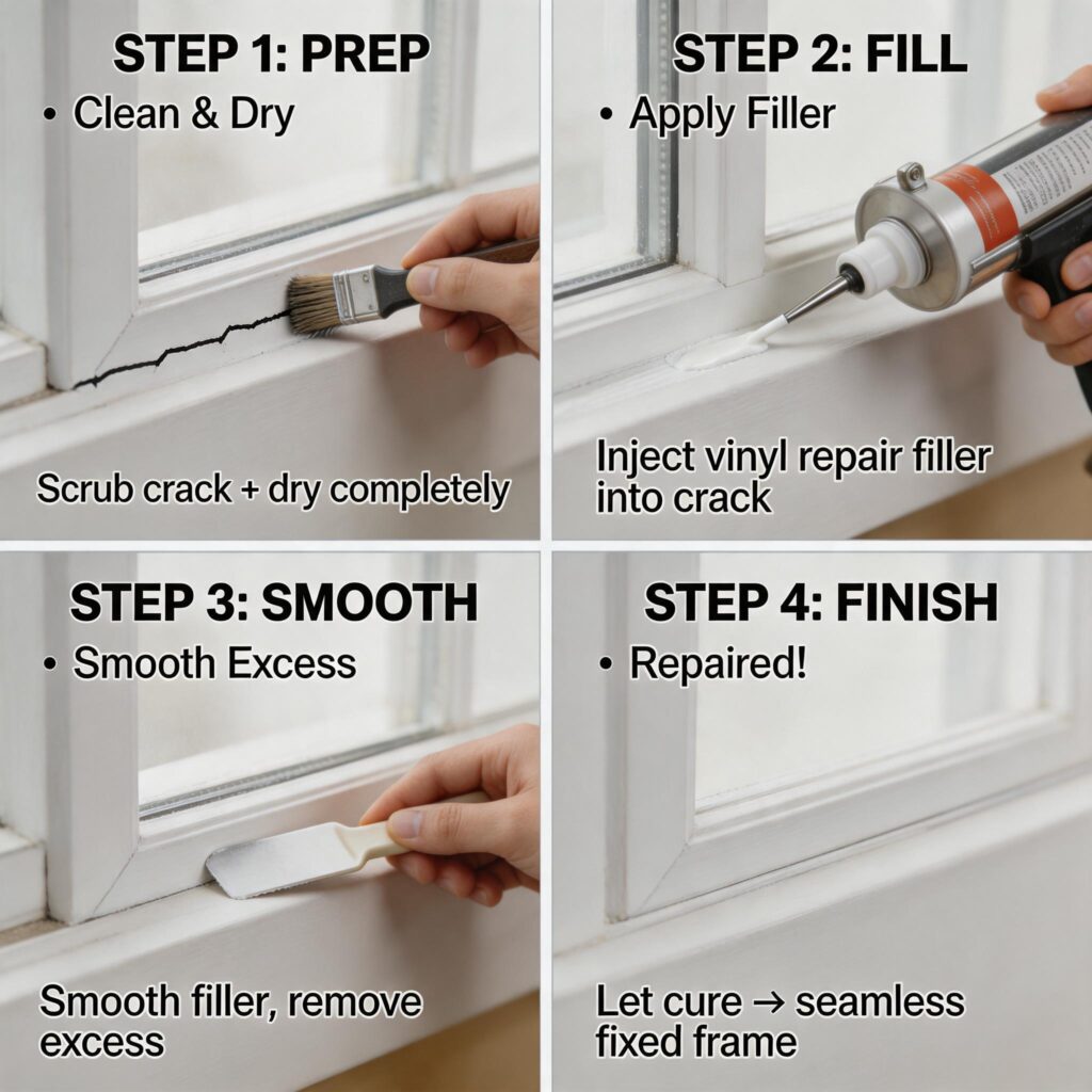 vinyl-window-frame-crack-repair-processfrom door&window factory