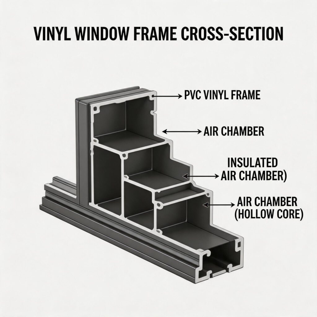 vinyl-window-frame-cross-section-showing-internal-chambersfrom door&window factory